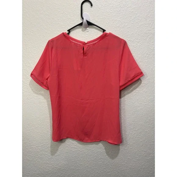 J. Crew NWT Womens Coral Short Sleeve Blouse with Trim‎ Detail Top Size XS - Picture 2 of 3